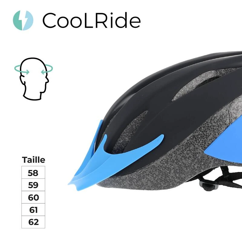 Casque Vélo Adulte 58-62 Cm Multisport Noir/Bleu Avec Visère Intégrée 8 Casque Vélo Adulte 58-62 Cm Multisport Noir/Bleu Avec Visère Intégrée – Image 6
