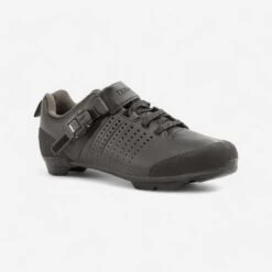 CHAUSSURES VELO GRAVEL ET ROUTE CUIR A LACETS SPD GRVL 520 NOIRE