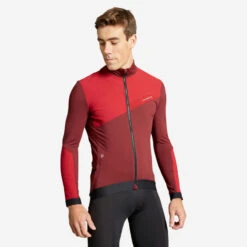 Rockrider MAILLOT Manches Longues Vélo VTT XC Mi Saison Homme Rouge