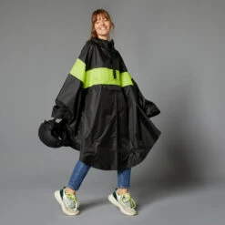 BTWIN PONCHO PLUIE VISIBILITE JOUR VELO VILLE 120 NOIR JAUNE FLUO -Vélo Expert poncho pluie visibilite jour velo ville 120 noir jaune fluo 1
