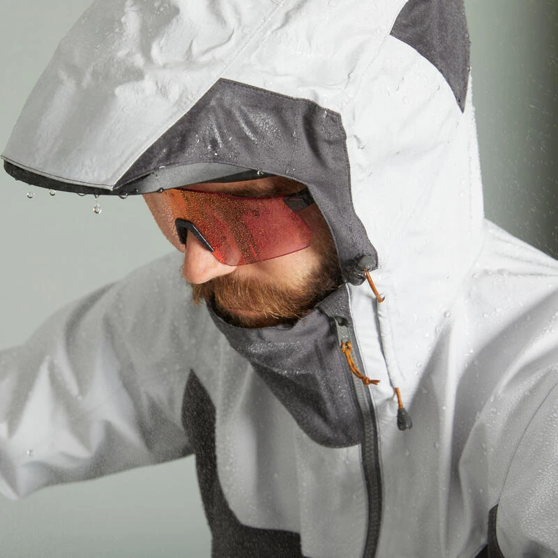 Rockrider Veste Coupe Pluie VELO VTT All Mountain Imperméable Grise 5 Rockrider Veste Coupe Pluie VELO VTT All Mountain Imperméable Grise – Image 3