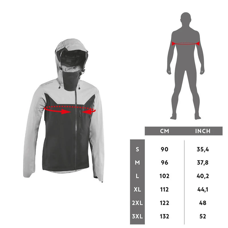 Rockrider Veste Coupe Pluie VELO VTT All Mountain Imperméable Grise 7 Rockrider Veste Coupe Pluie VELO VTT All Mountain Imperméable Grise – Image 5